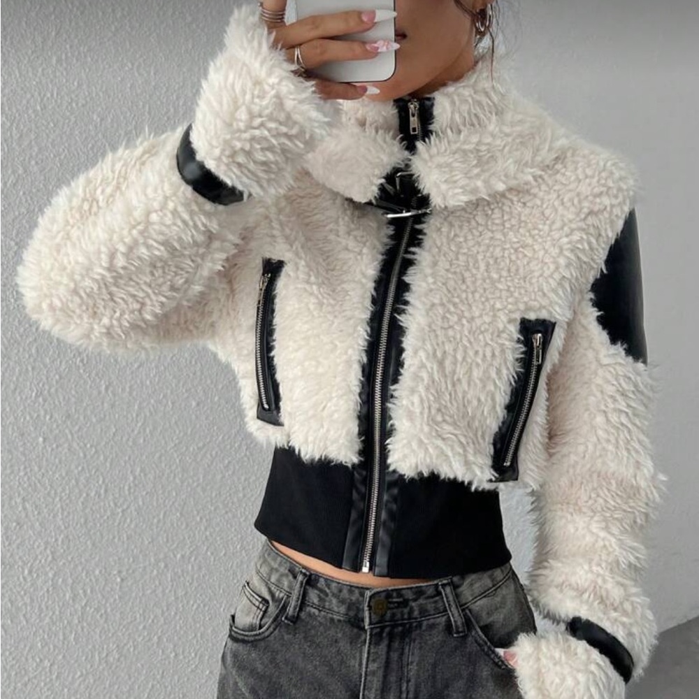 Black and White Teddy Jacket - Picture 3 of 6